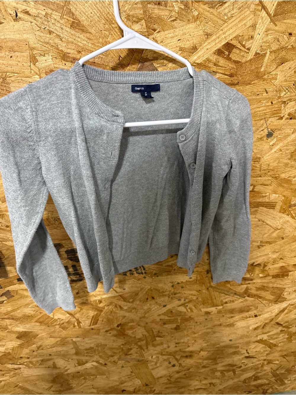GAP Light Gray Button-Front Crewneck Cardigan